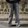 Jeans pour hommes en vrac coréen classique droit pantalons à jambes larges mode rue hip hop travail décontracté