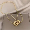 Catene dodohao in acciaio in acciaio in acciaio in acciaio collana di colore in oro cerchi a doppio anello per donne accessori per i gioielli amanti