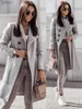 Women's Wool Blends 2022 Elegant New Casual Winter and Autumn Woolen Coat Solid Color Bandage Woolen CoatL231118