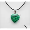 Pendentif Colliers Pierre Naturelle Coeur Quartz Cristal Agates Turquoises Malachite Pour La Fabrication De Bijoux Collier Livraison Directe Pendentifs Dh4E5