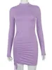 Casual jurken lange mouw ruches bodycon jurk vrouwen Turtleneck bandage mini -jurken herfst zwart mager rekbaar feestvestidos 230418