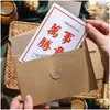 Present Wrap Simple Retro Archive Bag Kraft Paper Envelope Lagring Winding Strap Wholesale LX4868 Drop Delivery Home Garden Festive Par Dhyxa