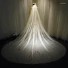 Bridal Veils Bling Sparkly White Champagne Long Cathedral Sequined Wedding Veil med Cam 3x3.5Meters 1 Tier Velo de Novia