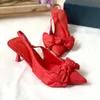 Nxy Sandalen Damen Rot Pumps Sommer Frau Schwarz Schleife High Heels Elegant Slingback Lady Plus Size Absätze 230406