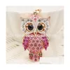 Keychains Lanyards Creative Bag Pendant Inlaid With Diamond Owl Metal Keychain Söt tecknad djurbil Keyring Drop Delivery Fashi Dh1zy
