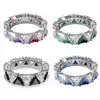 Кольца Кольца кластера Блестящие и свежие треугольные режущие кольца с кристаллами Swarovskis Индивидуальные круглые простые бриллианты
