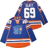 Movie Hockey Halifax Highlanders 69 Doug Glatt Jersey The Thug Goon College All Sydd för Sport Fans University Breattable Vintage Pullover Team Color Blue