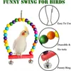 Cages Bird parrot toy, hanging bell, pet bird cage hammock swing toy wooden perch chew toy, parakeet, screw, love bird, parakeet, parrot