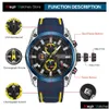 Montres-bracelets Hommes Militaire Sport Montres Hommes Étanche Mode Bleu Sile Bracelet Montre-Bracelet Homme Luxe Top Marque Lumineux Dro Dhgarden Otwsa