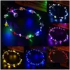 Acessórios de cabelo 20 pcs Colorf festa de Natal brilhante grinalda coroa de halloween flor headband mulheres meninas led light up hairband g3670 dhr9d