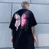 Herr t-shirts män t shirt hip hop sommar streetwear tryck knäckt fjäril t-shirt harajuku kort ärm t-shirt bomullstoppar tees hipster 230418