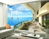 Papéis de parede 3D Home Wallpaper Resort Balcony TV Background Wall Sala de estar de decoração de decoração de papel mural