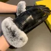 Women Designer Mitten Sheepskin Gloves Winter Luxury Rabbit fur Mittens Fingers Glove f Cashmere Inside Plus velvet Touch Screen 2311189Z