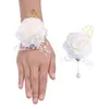 Fleurs décoratives Stock perle Corsage mariée demoiselle d'honneur soeur groupe poignet fleur boutonnière fournitures de mariage enfants danse main décoration