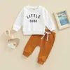 Kledingsets Citgeett Herfst Toddler Baby Boy Girls Fall Outfits Letter Print Pullover Tops Letter Print Tops en Pants Spring Deset P230418