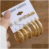 Lampadario pendente Orecchini vintage geometrici in oro da donna Set Orecchini a cerchio con perle di moda per le donne Brincos Trend Fem Dhgarden Otwyn