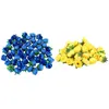 Decorative Flowers 50 Artificial Roses 3 Cm Tall Wedding Decoration Navy Blue & 50x Yellow Fabric Silk Rose Flower Heads