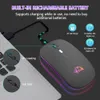 Ratos sem fio mouse bluetooth e 2.4ghz modos duplos recarregável rgb ergonômico silencioso clique para pc ipad laptop celular tv 231117