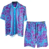 Herren Trainingsanzüge Sommer Hawaiian Herren Urlaubsanzug Luxus Blumenhemd Set 2 Stück Modemarke Knopf Kurzarm Kleidung Casual Outfit 230418