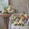 Fiori decorativi Bouquet di fiori artificiali Stile retrò Ortensia Rosa Camomilla Matrimonio Home Party Deco Colore autunnale