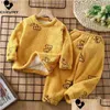 Pyjamas New Kids Autumn Winter Thicken Warm Flanell Sweet Cartoon O-halskläder Set Baby Boys Girls Sleepwear Toddler Drop Delivery DH2EB