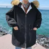 Men's Down Winter Coat Fashion Parka Men Thick Warm Casual Fur Collar Hooded Man Wild Loose Long Cotton Jacket Male Clothes