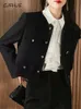 Damenjacken CJFHJE Klassische grüne abgeschnittene Tweed-Jacken Frühling Herbst Eleganter schmaler Mantel Luxus Streetwear Chaqueta Übergröße 3XL Mode-Outwear 231117