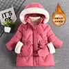 Down Coat 28 Years Warm Winter Girls Jacket Fur Collar Removable Hat Plush Lining Heavy Hooded Kids Children Outerwear Send Gloves 231117