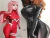 مثير صفر اثنين من cosplay زي حبيبي في franxx klaxosaur princess هالوين قطة أسود بطل خارق بدلة أنثى