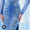 Evening dress Yusuf Aljasmi long-sleeved gradient blue shiny long skirt zuhair Murad kim kardashian