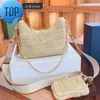 2 Pieces Set Handbag Crossbody Shoulder Bags Luxury Designer Handbags Fashion Women Chain Straw Bag with Cg