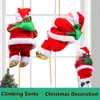 Christmas Decorations Climbing Santa Climbing Ladder Rod Rope Bead Curtain Somersault Electric Toy Plush Doll Children's Gift Christmas Decorations 231117