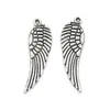 200Pcs Antique Silver Alloy Angel Wing Charms Pendants 9.5x30mm For Jewelry Making