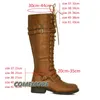 Laarzen Kniehoge Dameslaarzen Herfst Damesschoenen Winter Veterschoenen Vintage Platte Schoenen Sexy Steampunk Leer Retro Gesp Dames Snowboots 231117