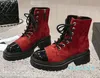 Booties Lace-up Chunky Block Heel Combat Knight Boots Designer Shoes Factory Factwear With Box