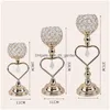 Titulares de velas Crystal Metal Metal Candlestick Decorações românticas em forma de coração Droga de entrega de casal dhgarden dhdsi