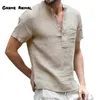 Herren T-Shirts Sommer Kurzarm T-Shirt Baumwolle T-Shirt Leinen Casual Male Atmungsaktive Tops S5XL 230418