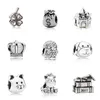 Atacado 100pcs prateado charme sterling prata coroa folhas de coruja castelo europeu Charms europeu bead big hole fit pandora bracelets cobra cadeia moda jóias diy