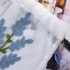 Vorhang Blau Lila Blumenstickerei Kurzschirm Küchenvorhänge Halbpaneel Vorhänge 100 50CM