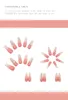Valse nagels 24 stcs lange druk op gradiënt roze ontwerp nep volledige dekking kunstmatig voor vrouwelijke meisjes