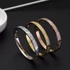 Titanium Bangle Steel 3 Row Full Diamond Bracelet Fashion Women Men Chirstmas Bangle Bracelets Distance Jewelry Gift with velvet bag 20 color size17#18#19