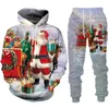 Survêtements pour hommes Année Joyeux Noël 3D Sweat à capuche / costume imprimé mode sweat-shirt pantalon survêtement ensemble hommes drôle fête streetwear vêtements hauts 231117