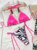 Kvinnors badkläder Kvinnor Push Up Bikini Set Sexy Halter Sequins tryck Swimsuit Triangle Thong Lace-up badkläder Kvinnliga baddräkter Biquinis Beach 230417