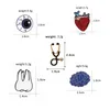 Órgano cerebro oeño dental mini estetoscopio broche esmalte para para doctor enfermera chaquetas dentista collar de solapa de collar insignia médica joyas de moda