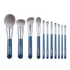 Conjunto de pincéis de maquiagem MyDestiny Azure Blue 11pcs Kit de fibra super macia, pincel de pó para sombra e base FaceEye de alta qualidade