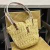 Femmes Raphia Beach Totes Sacs Femmes Nouveau Designer Sacs À Main D'été Shopping Fourre-Tout Paille Lettres Sac À Bandoulière Or Boucle Bourse D2304182F