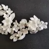 Wedding Hair Jewelry SLBRIDAL Handmade Rhinestones Crystal Pearls Ceram Flower Leaf Bridal Hair Clip Barrettes Wedding Hair Accessories Women Jewelry 231118