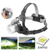 Fari XHP50 Sensore LED Faro Ricaricabile Impermeabile Ricerca Pesca Campeggio Zoom Luce 231117