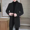 Mens Wool Blends Highend Feel Men Fashion Handsome All Woolen Coat Suit Collar Long Trench Thick Casual Winter Jacket 231118