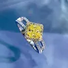 Anello con diamante topazio fatto a mano 100% vero argento sterling 925 Anelli per fedi nuziali per donne Uomini Regalo di gioielli di fidanzamento
